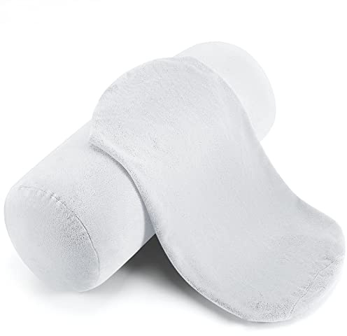 Newwiee 2 Pcs Cervical Neck Roll Pillow Cover with Zipper 16 x 6 Inch Round Neck Roll Pillowcover Cylinder Soft Bolster Pillowcase for Cylindrical Cushion, Pillow Case Only, White