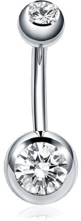 PSOWQ 1 Stück G23 Titan AntiallergieBauchnabelpiercing Chirurgenstahl Silber, 14G Banane Nabelpiercing Körperschmuck