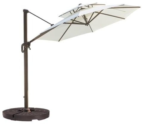 Ombrellone Da Giardino Ombrellone Da Spiaggia Ombrelli D'attaccatura Del Mercato Di Alluminio Del Patio Dell'ombrello Quadrato Di 2 Livelli 8.2ft/2.5M Con Base E Inclinazione Ombrellone Da Balcone Omb