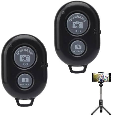 Lot de 2 télécommandes Bluetooth, déclencheur d'appareil photo, déclencheur à distance, déclencheur de téléphone portable, télécommande à selfie Bluetooth, déclencheur universel pour appareil photo de