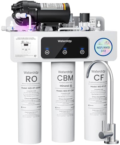 Waterdrop T3-M Remineralization Reverse Osmosis Water Filter, NSF/ANSI 372 Certified, 9-Stage Undersink RO System, 450 GPD Tankless RO Water Filtration System, 2:1 Pure to Drain, Plug-in Required