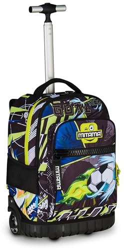 Mitama Trolley Scuola Run Maxi MANGABALL, Nero, Doppio Scomparto, Tasca Frontale, 2 Tasche Laterali, Scuola Elementare e Tempo Libero, Bambino