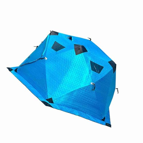 UPALDHOU Windbeständiges Eisfischereizelt mit Doppelbelüftungslöchern, Einfaches Setup für Bis zu 8 Personen, Blau, L-Größe, Brennholzheizhafendesign für Heizung, Ideal Zum Campen, Wandern, (L)