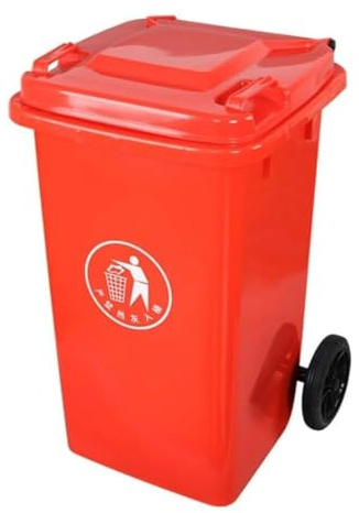 UCKYSU Contenedor Basura Exterior Grande Ruedas Papelera Reciclaje Tapa Resistente Impactos Ideal Garaje Terraza Duradero Desgaste(Red,240L)