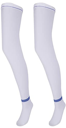 Fyearfly Medias de compresión de manguera transpirable antideslizantes calcetines de presión para aliviar la fatiga para hombres y mujeres soporte para piernas blanco XXL paquete de 2