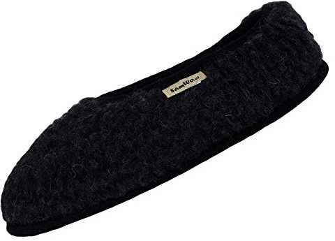 SamWo, Zapatillas unisex de lana de oveja, suela antideslizante suave, 100% lana de oveja, bailarinas, Negro , 39/40 EU