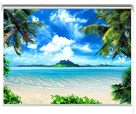 ROLLER BLINDS Blackout Ocean Beach Picture, Window Roller Shades for Bedroom/Bathroom/Nursery/Kitchen, 60cm/ 80cm/ 100cm/ 120cm/140cm Wide (Size : 60x120cm)