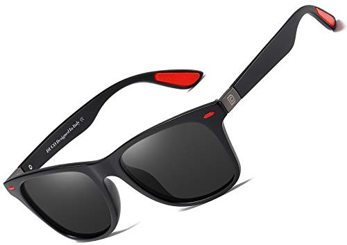 DUCO Polarisierte Sonnenbrille Herren Ultraleichter TR90 Rahmen UV-Schutz | Anti-Slip Bügel, Klassische Rechteckige Fahrradbrille für Radfahren, Angeln, Golf