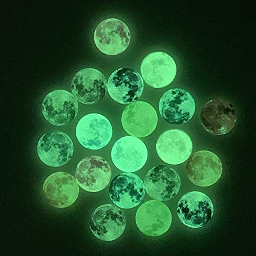 20Pcs Moon Lunar Glow in The Dark Glass Round Dome Glass Cabochons Flatback for DIY Craft Necklace Bracelet Pendant Making