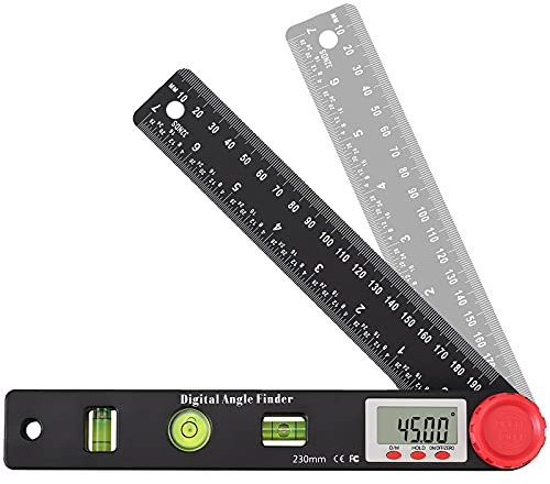 CAMWAY Digital Angle Finder,7 Inch Bubble Level Guage, Protractor Ruler, Angle Ruler Level Tool,Multifunction Protractor Guage, 3 Bubble Spirit Level Guage,Horizontal,Vertical,Circular Level Measuring