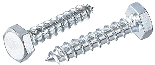 sourcing map Sechskantschrauben, M10 x 50 mm, Karbonstahl, verzinkt, Halbgewinde, selbstschneidende Bolzen für Holzschrauben, 20 Stück