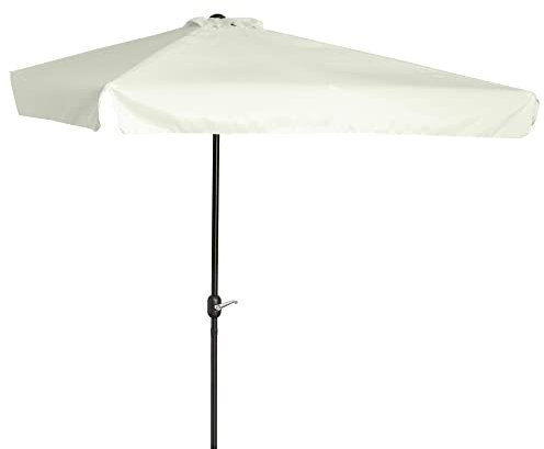 Outsunny Ombrellone Semicircolare da Terrazza e Giardino, Ombrellone a Mezzaluna per Parete con Manovella, 2.5x2.3 m, Crema