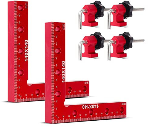 W B D WEIBIDA 90 Grad Winkelspanner, 14 cm/5,5 Zoll Winkelklemme aus Aluminiumlegierung Metall, Eckspanner für Holzarbeiten, Bilderrahmen, Kabinett, Professionelle Woodworking Tools, 2er Pack