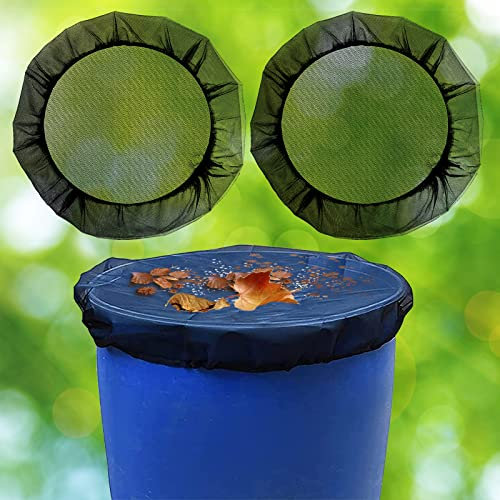 Copertura per Barile da Pioggia,2 Pz 80 cm Nero Rete per Botti di Pioggia con Fascia Elastica Copertura in Rete per Barili di Pioggia per Giardino Esterno (80CM)