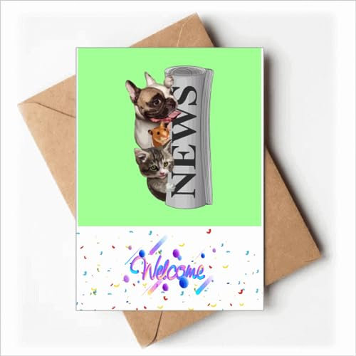 Roll Newspaper Pet Group Art Deco Fashion Welcome Back Greeting Cards Envelopes Blank