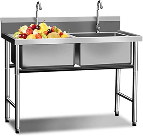 Spüle Home Küchenspülen Camp Tragbares Küchenspülbecken, freistehende Wäschespüle aus Edelstahl 304, Fischreinigungstisch, 50/60/70/100/120 cm Werkbank-Außenspüle