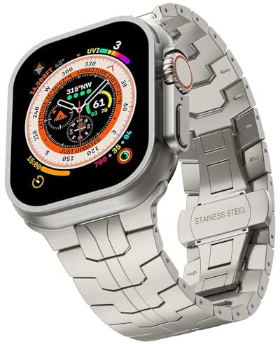 Edelstahl Armband Kompatibel mit Apple Watch Ultra 2/Ultra 49mm 45mm 46mm 44mm 42mm, Metall Ersatzband Armbänder Edelstahl Armband für iWatch Ultra 2/Ultra Series 10 9 8 7 SE Series 6 5 4 3 2 1