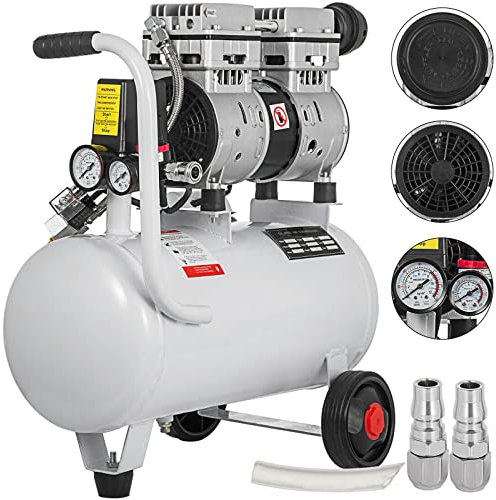 Flüsterkompressor 25L, Leise Ölfrei Kompressor 750 W, Ölfrei Luftkompressor 58 dB, Druckluftkompressor 220 V, Silent Druckluft Kessel