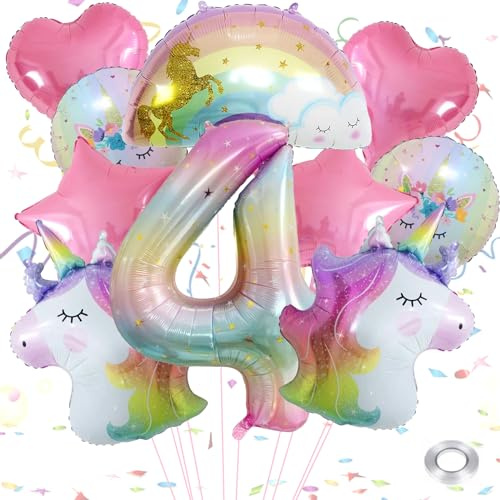 Einhorn Luftballon für Mädchen Geburtstag - Regenbogen Ballon Set