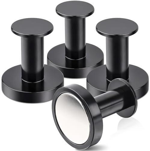 MIN CI 4PCS Magnetic Hooks, 36mm Extra Strong Magnets 70lbs(32kg), N52 Black Magnet Hooks Heavy Duty, Rare Earth Magnets Neodymium Magnetic Hook for Cruise Essentials
