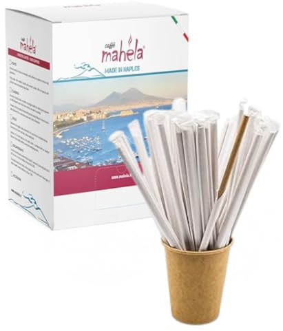 Mahela - 400 cannucce di carta imbustate singolarmente - Ecologiche Biodegradabili colore Avana Ideali per Bibite