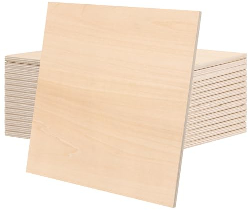 JAPCHET Lot de 15 feuilles carrées de contreplaqué naturel de 200 x 200 x 6 mm pour travaux manuels, modélisme en bois, peinture
