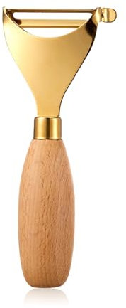 Pelador de Patatas, Pela Patatas Manual, Pelador con Mango de Madera, Cuchillas Pelapatatas, Pelador Verduras Acero Inoxidable, Hoja Giratoria, Para Cocina, Frutas, Verduras (Y Tipo)