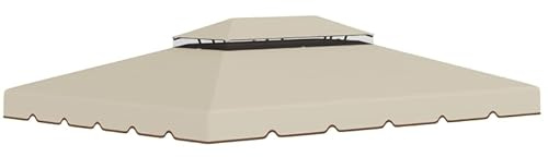 Telo Gazebo 3x4, con AIRVENT -MISURA UNIVERSALE- Tetto a 2 Livelli Di Ricambio, Pieghevole, Con Fori Drenaggio E Impermeabile, 180 g/㎡, Anti-UV 100%, PL, Installazione Facile, Beige Ondulato
