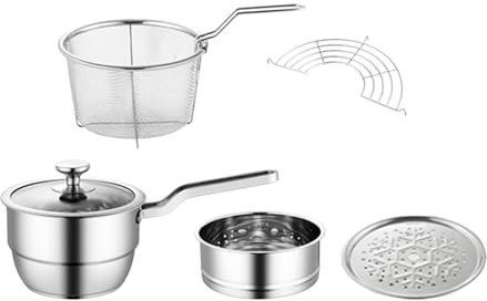 ANSNOW Cacerola con Vaporera para Salsa, Juego de 5 Ollas con Vaporera para Recalentar Sopas en la Cocina/20 Centímetros