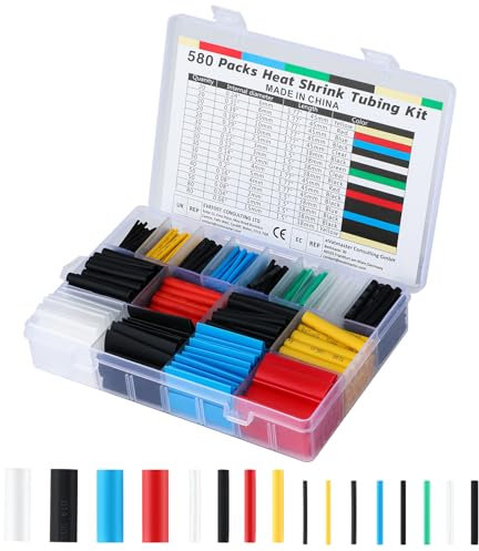 Guaina Termorestringente, 580 Pcs Guaina per Cavi Elettrici, Per la Connessione, Protezione dalla Ruggine, Resistenza all'Acqua e Isolamento dei Cavi in Ambito Domestico o Industriale