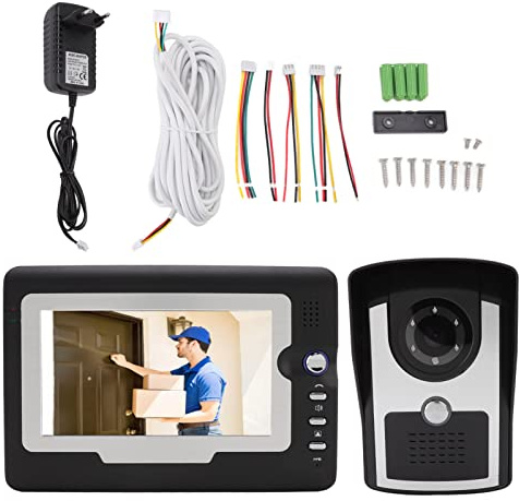 KIMISS Système d'Interphone Vidéo, Sonnette Intelligente HD électronique TFT IR électronique Systèmes de Surveillance de sécurité Interphone avec Kits de Caméra Prise en de la