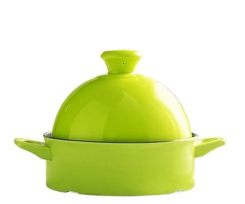 LVYUDS Ceramics Tagine Compatible with Gas Stove 1.1 Quart Cone-Shaped Lid Tajine Moroccan Special Casserole for Claypot Rice Stone Pot Bibimbap Stew(Color:Green)