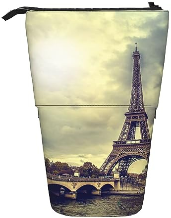 Ahdyr Trousse à Crayons Debout de la Tour Eiffel Paris, Pochette à Stylo Mignonne, Pochette de Papeterie télescopique Sac à cosmétiques de Maquillage pour Le Bureau des Femmes