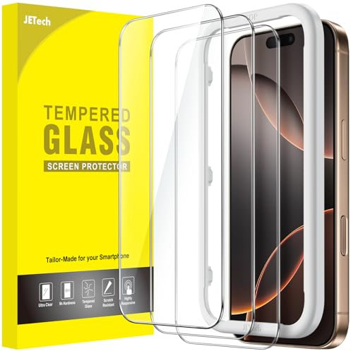 JETech Protector de Pantalla para iPhone 16 Pro Max 6,9 Pulgadas, Cristal Vidrio Templado con Marco de Instalación Fácil, Amigable para Funda, HD Transparente, 3 Unidades