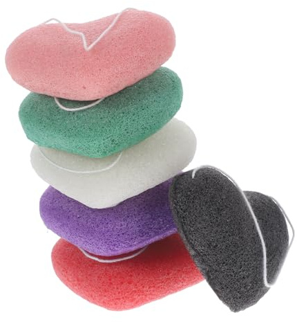 PAMINGONO 6 Piezas Algodón Limpiador Facial De Esponjas Faciales Para Limpieza Facial Esponjas Para Lavar La Cara Forma De Corazón Para Exfoliar El Rostro De Mujer Baño