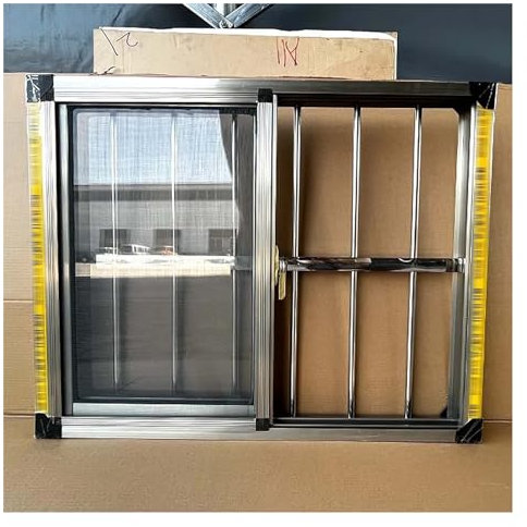 Generisch Bauernhausfenster, horizontal verschiebbare Aluminiumfenster mit Glas und Sicherheitsfenstergittern, großes kleines Haushaltsfenster(16x16in)