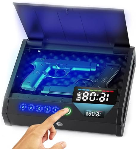 STWBHW Caja Fuerte for Pistola de Huellas Dactilares, Caja Fuerte biométrica portátil for Pistola, Caja de Almacenamiento compacta con Teclado retroiluminado for Armas, Caja Fuerte for Armas