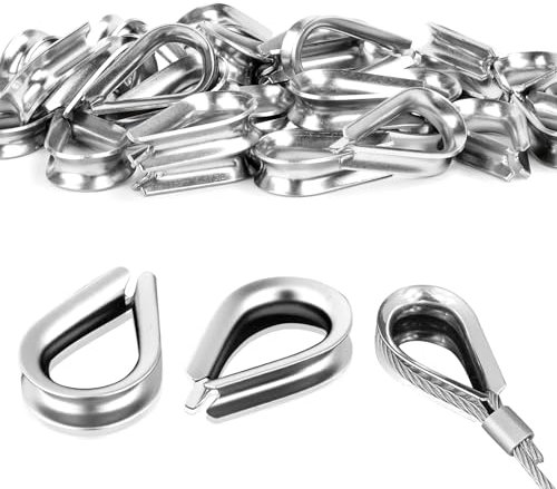 Drahtseil Kauschen 30 Stück Kausche 4mm Edelstahl Kabelkausche Drahtkauschen, Drahtseilkauschen für Drahtseil, Seilkausche, Kauschen Seil-Öse für Draht, Stahlseil, Edelstahlseil, Forstseil