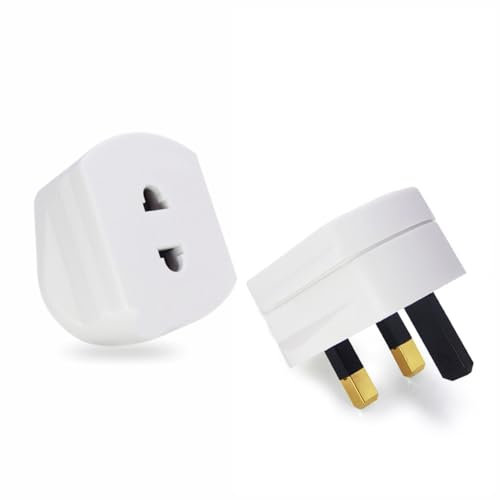 Shaver Plug Adaptor Uk Shaver Plug Adaptor Uk 3 Pin White Uk 2 Pin to 3 Pin 1a Fuse Adaptor Plug for toothbrush Toothbrush Adapter Uk European 1a-240v-Ac 1 Way(Pack of 2)