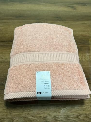 EGIDIO Tris di asciugamani Tris Hotel 100% Cotone Di Capricci Art. Stephanie (3, rosa cipria)