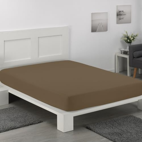 Sábana Bajera 90x190 Ajustable – 100% Microfibra Suave y Transpirable – Ajuste hasta 25 cm de Alto – Fácil de Lavar – Ropa de Cama Moderna (Marrón)