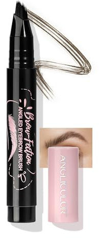 Anglicolor Eyebrow Pen, Angled Brow Brush, Microblading Eyebrow Pencils for Women, Natural Brow Pen, Eyebrow Brush To Hair-Like Strokes Long-Lasting, Waterproof, Smudge-Proof (02 Tawny Brown)