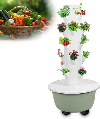 YORCME sis-Temas De Torre De PolitúNel, Torre Inclinada De Hierbas, sis-Tema De Cultivo HidropóNico Vertical - Kit De Torre con Bomba, Controlador 9-Layer36Pots-HydroponicTower