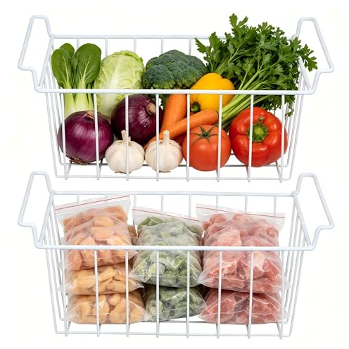 Respicefinem Freezer Basket Wire Storage for , Chest Freezer Baskets with -Proof Coating, Space-Saving Design for Efficient Storage (39x24.5x20cm) - 2 Pack