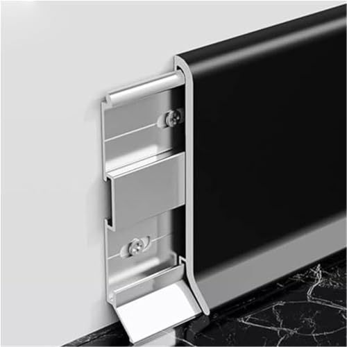 plinthes Plinthe décorative en alliage d'aluminium pour bureau, intérieur ou salon, imperméable et facile à nettoyer(Black,16 pc x H 6cm/2.4in)