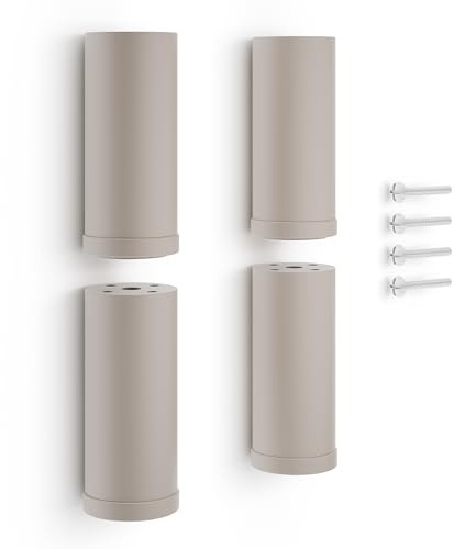 Poliplast - Set da 4 Piedini, Design rotondo per Armadio e Soggiorno, Articolo 709R, Verniciato a mano, Colore Beige