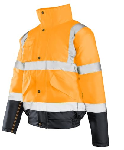 Seven Kings Arbeitsjacke Winter Herren Wasserdicht - Reflektierende Warnschutzjacke Kategorie II Klasse 3 - Schutzjacke mit Kapuze für Bau, Lager - mit Vielen Taschen - konform mit europäischen Normen
