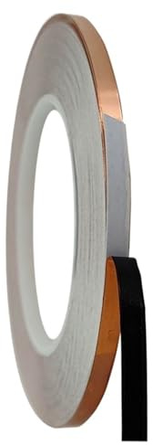 CQAHDSEVF Les bandes de cuivre soudées, Ruban adhésif en feuille de cuivre avec colle noire for masquage, largeur 4-20 mm(7mm)