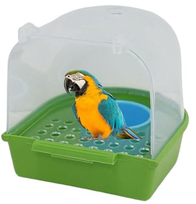 Vogelbad Für Den Käfig - Ausziehbarer Durchsichtiger Futterspender - Badewanne Für Papageien,Für Haustiere, Volieren, Finken, Mönchssittiche, Innen & Außen, Haus & Garten Zur