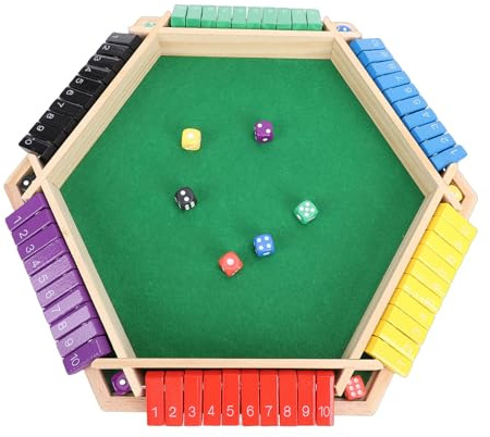 Denash Close The Box Game, Mattespel med 2-6 Spelare i Trätärning med 6-sidig Vändbräda, för Familjefest och Pedagogiskt Nöje